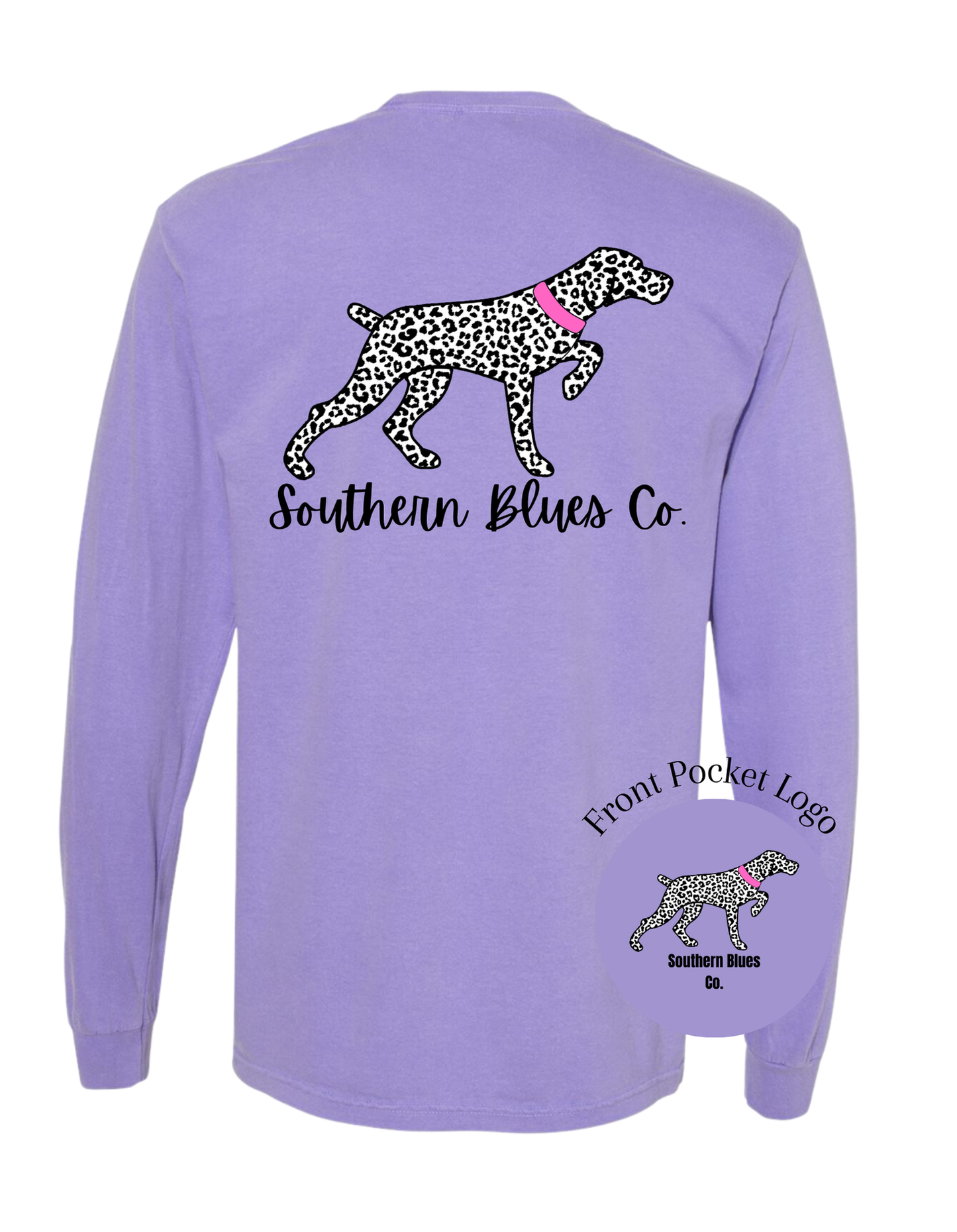 Cheetah Dog-Long Sleeve Pocket Tee