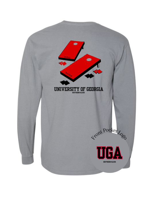 UGA-Long Sleeve Pocket Tee