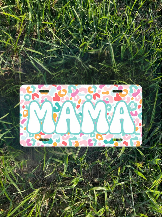 Leopard Mama License Plate