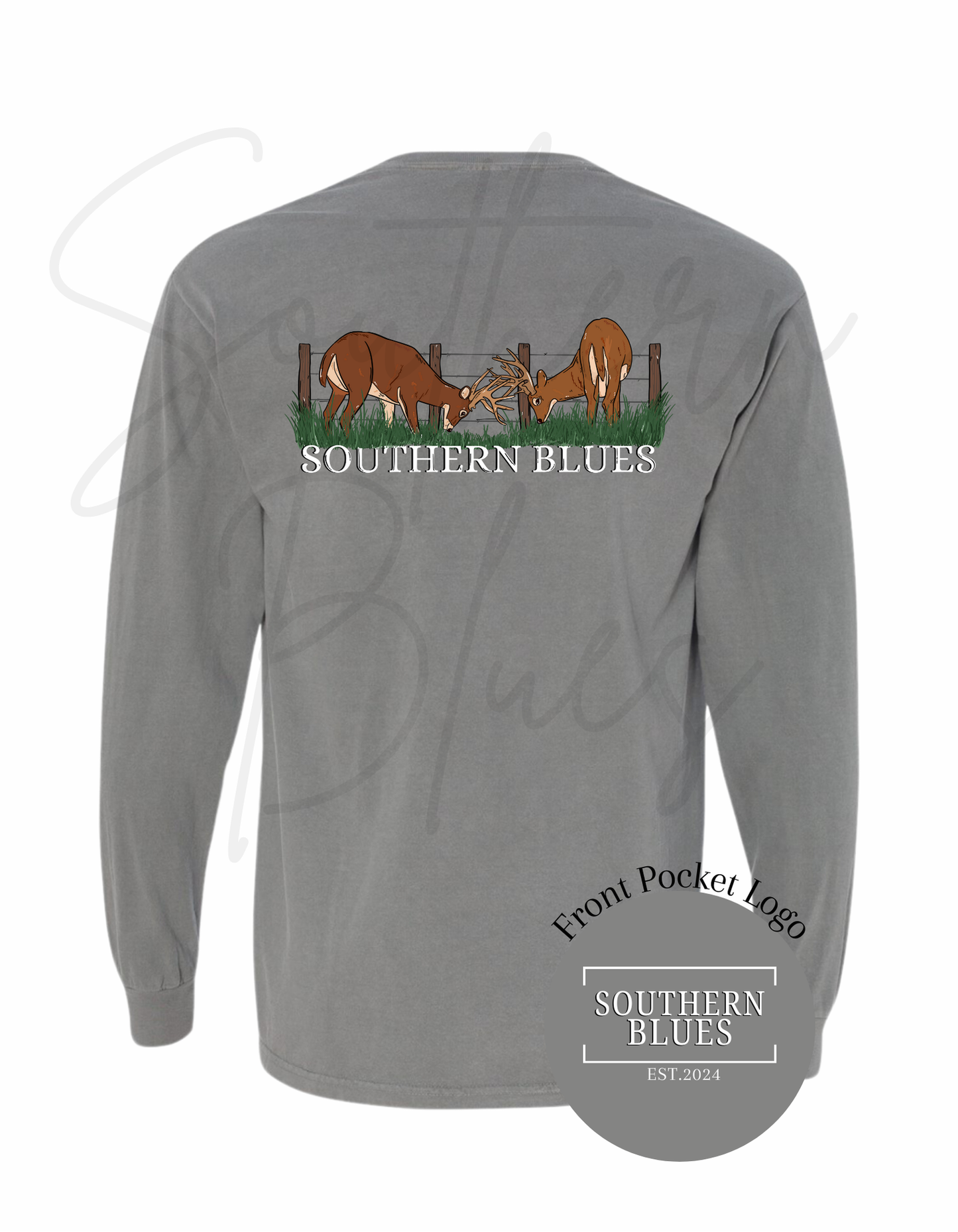 Buck Fight-Long Sleeve Pocket Tee