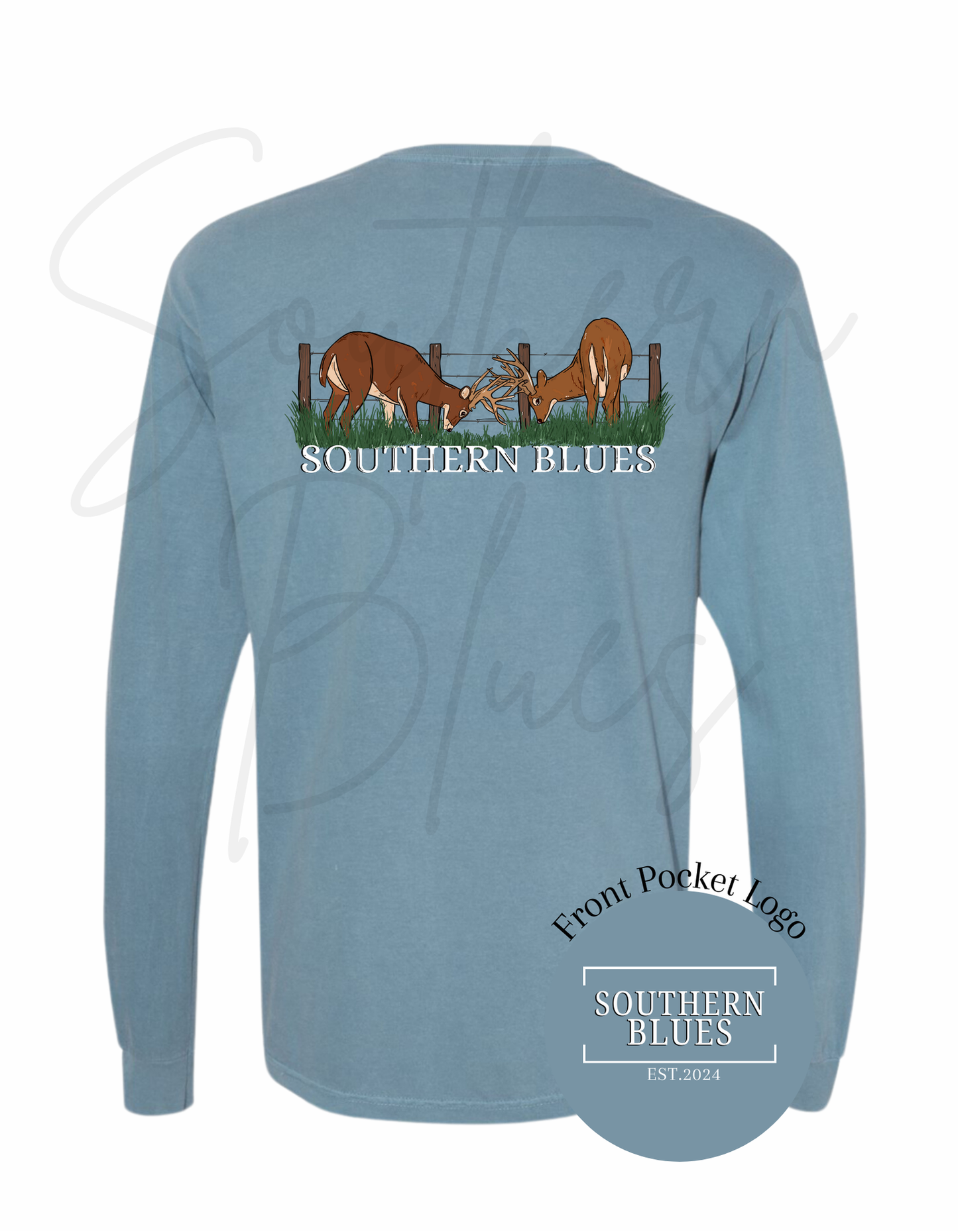 Buck Fight-Long Sleeve Pocket Tee