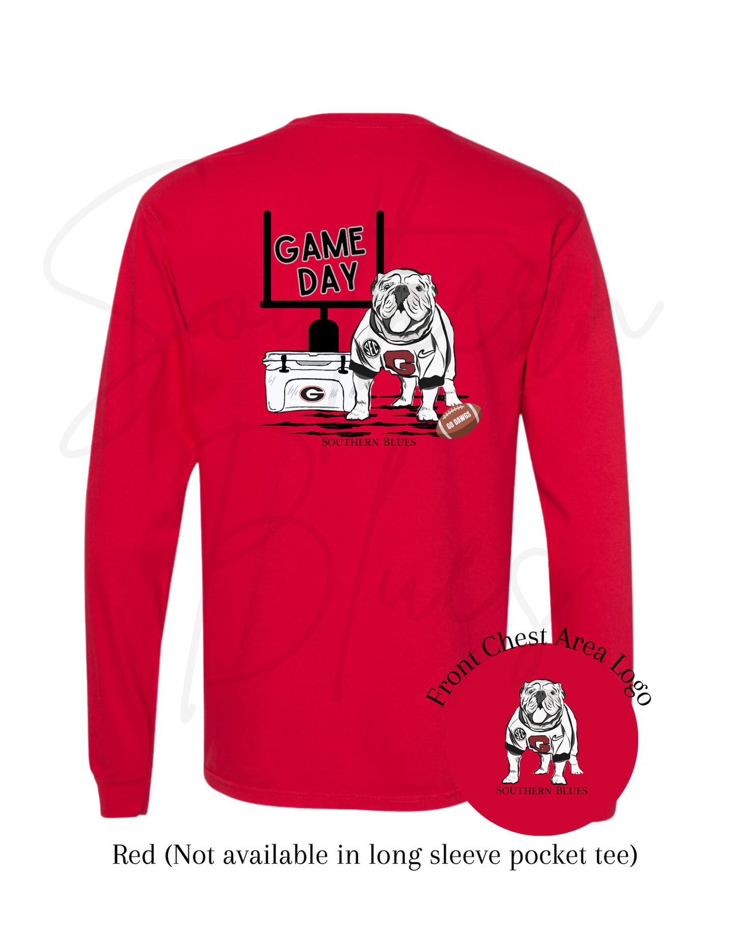 Game Day-Long Sleeve Pocket Tee (Red, no pocket)