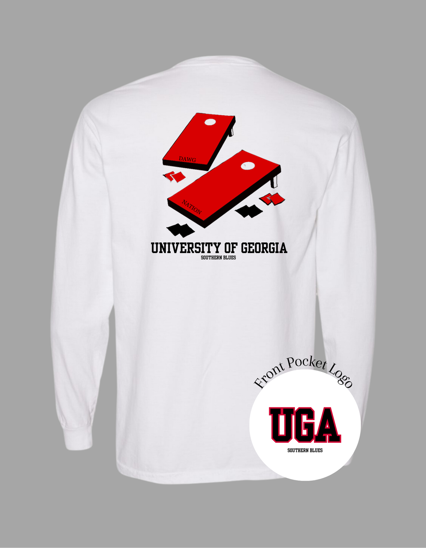 UGA-Long Sleeve Pocket Tee